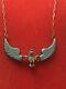 Rare Native American Indian Navajo 3d Hand Carved Turquoise Eagle Necklace 3 Lg