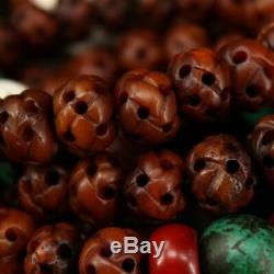 Rare Old Tibet Buddhism Hand Carved Eagle bone 108 Prayer Beads Amulet Bracelets