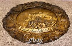 Rare Wood Carved Souvenir Plate from Adolf Hitler's Eagles Nest