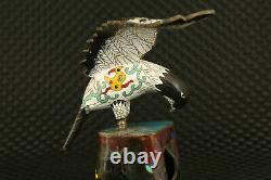 Rare chinese old cloisonne hand painting eagle statue noble home decoration