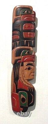 Richard KRAWCHUK 15 1/8 Carving Eagle CHIEF Hand Painted Totem Cedar Haida Art