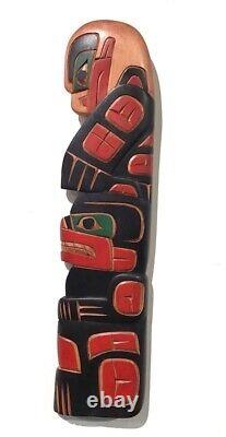 Richard KRAWCHUK 15 EAGLE- BEAR Carving Hand Painted Totem Cedar Haida Wall ART