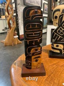 Richard KRAWCHUK Carving EAGLE CHIEF Hand Painted Totem Native Cedar Art Haida