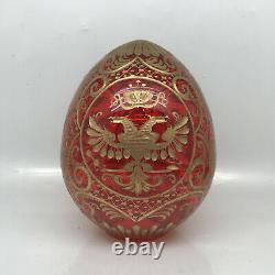 Russian Imperial Eagle Easter Glass Egg Hand Carved