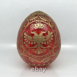 Russian Imperial Eagle Easter Glass Egg Hand Carved