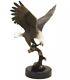Spi Magnificent Hand Carved & Painted Bronze Statue Flying Bald Eagle Art Decor