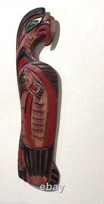 Salmon Eagle George MATILPI Hand Carved Cedar Coast Carving Indigenous NativeART