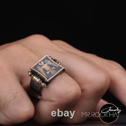 Seal Seljuk Empire, Double Headed Eagle, Hand Carved, Engraving, 925 Silver Men Ring