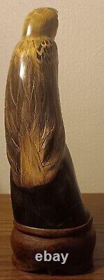 Set of Hand Carved Buffalo Horn Eagles Birds Quality