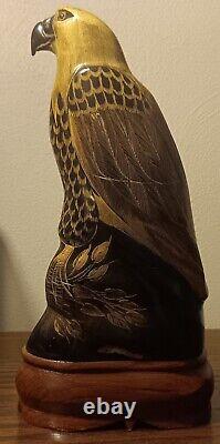 Set of Hand Carved Buffalo Horn Eagles Birds Quality