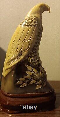 Set of Hand Carved Buffalo Horn Eagles Birds Quality