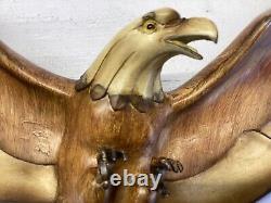 Soaring Eagle Sculpture Hand Carved Wood Wall Art Decor