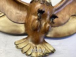 Soaring Eagle Sculpture Hand Carved Wood Wall Art Decor