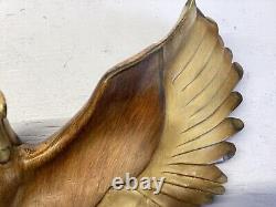 Soaring Eagle Sculpture Hand Carved Wood Wall Art Decor