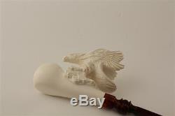 Special Hand Carved Eagle Self Sitter Meerschaum Pipe