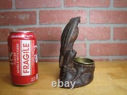 Spread Winged Eagle on Stump Antique Hand Carved Wooden Decorative Arts Tray