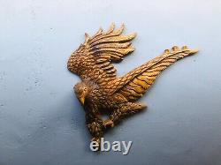 Sri Lankan Handmade Hand Carved Wooden Looking For Prey Eagle Wall Hanging Deco