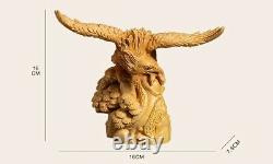 Statue Eagle Wooden Rich Hand Carved Animal Sculpture Vintage Decor Gift Boxwood