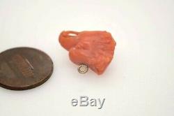 Striking Antique Finely Hand Carved Natural Coral Eagle Head Charm / Pendant