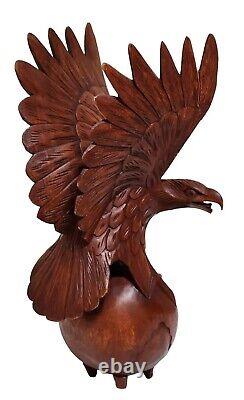 Stunning Hand Carved Wood American Eagle Vintage Architectural Folk Art