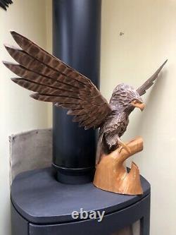 Superb Vintage Russian USSR Hand Carved Wooden Eagle Bird of Prey Sculpture