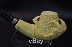 TEKIN Ornate Eagle Claw Pipe BLOCK MEERSCHAUM-NEW-HAND CARVED W Case#1447
