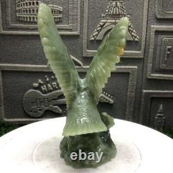TOP 2.09lb Natural Jade Quartz Hand Carved Eagle Skull Crystal Reiki Gift Decor