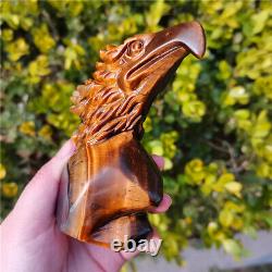 TOP 291.5G Natural Tiger eye Crystal Hand-Carved Beauty eagle Decorations YWD486