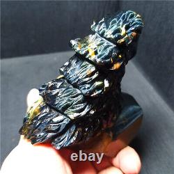 TOP 380.8G Natural Tiger eye Crystal Hand-Carved Beauty eagle Decorations YWD487