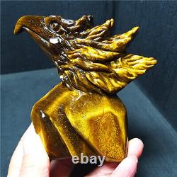 TOP 382.7G Natural Tiger eye Crystal Hand-Carved Beauty eagle Decorations YWD488