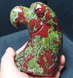 TOP 438.9G Natural Polished Dragon Blood Jaspey Hand-carved Eagle Healing A2451
