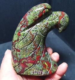 TOP 438.9G Natural Polished Dragon Blood Jaspey Hand-carved Eagle Healing A2451