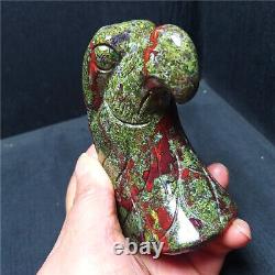 TOP 438.9G Natural Polished Dragon Blood Jaspey Hand-carved Eagle Healing A2451