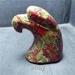 TOP 438.9G Natural Polished Dragon Blood Jaspey Hand-carved Eagle Healing A2451