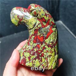 TOP 492G Natural Dragon Blood Stone Jasper Hand-Carved Eagles Healing WYX436