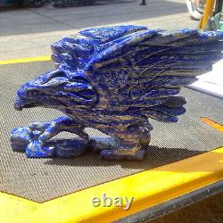 TOP! Natural lapis lazuli hand carved eagle Quartz Crystal reiki healing gift