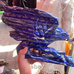 TOP! Natural lapis lazuli hand carved eagle Quartz Crystal reiki healing gift