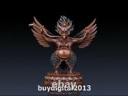 Tibet Temple red copper Bronze Garuda Dhwaja Hawk Eagle Bird God buddha Statue