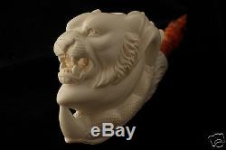 Tiger in an Eagle Claw Hand Carved Genuine Block Meerschaum Pipe in a CASE 5006