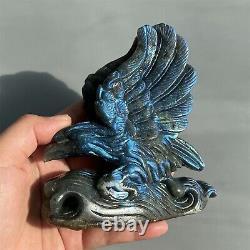 Top 5 Natural blu-ray labradorite eagle skull quartz crystal skull gem 549g