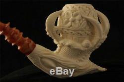 Ultra Deluxe Eagle´s Claw Hand Carved Block Meerschaum Pipe +fitted CASE 4429
