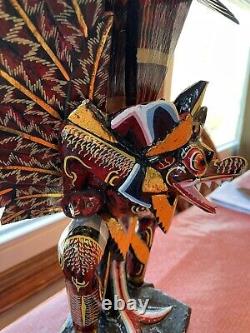 Unique Balinese Wooden Garuda Sculpture, Gift, Hand Carving Black Garuda