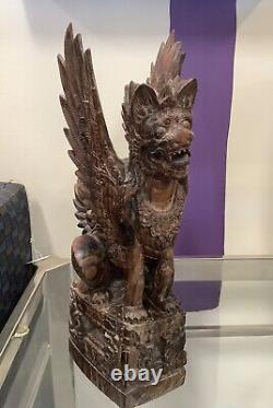 Unique Balinese Wooden Garuda Sculpture, Vintage Hand Carving