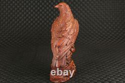 Unique Chinese old boxwood hand carved eagle figure statue gift