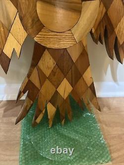 Unique Federal Eagle Hand carved And Inlaid Wood Wall Hanging Large 36 H