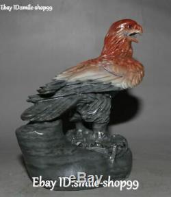 Unique Natural Shoushan Stone Hand Carved Bird Eagle Hawk Falcon Animal Statue