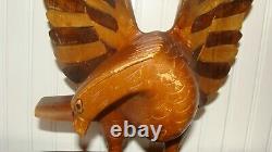 Unique Vintage Wood Hand Carved Large EAGLE Sculpture 15.9 tall x 10.7 x 5.2