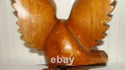 Unique Vintage Wood Hand Carved Large EAGLE Sculpture 15.9 tall x 10.7 x 5.2