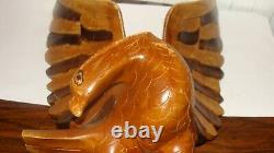 Unique Vintage Wood Hand Carved Large EAGLE Sculpture 15.9 tall x 10.7 x 5.2