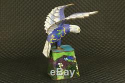 Unique chinese cloisonne eagle statue noble table decoration collectable gift